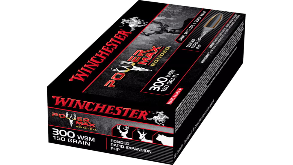 Winchester Power Max BondeD .300 Winchester Short Magnum 150 grain Notched Protected Hollow Point Brass Cased Centerfire Rifle Ammo, 20 Rounds, X300SBP