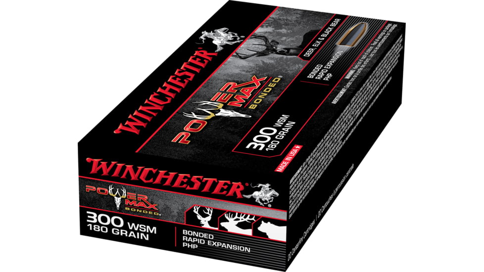 Winchester Power Max BondeD .300 Winchester Short Magnum 180 grain Bonded Rapid Expansion Protected Hollow Point Centerfire Rifle Ammo, 20 Rounds, X300WSMBP
