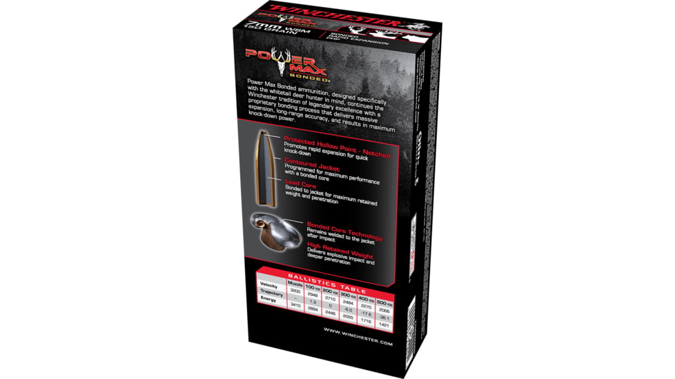 Winchester Power Max BondeD 7mm Winchester Short Magnum 150 grain Bonded Rapid Expansion Protected Hollow Point Centerfire Rifle Ammo, 20 Rounds, X7MMWSMBP
