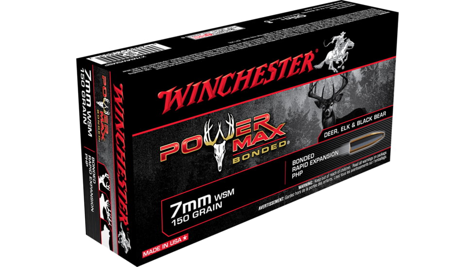 Winchester Power Max BondeD 7mm Winchester Short Magnum 150 grain Bonded Rapid Expansion Protected Hollow Point Centerfire Rifle Ammo, 20 Rounds, X7MMWSMBP