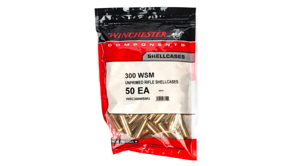 Winchester Rifle Brass, .300 Winchester Short Magnum, Unprimed, 50/Pack, WSC300WSMU