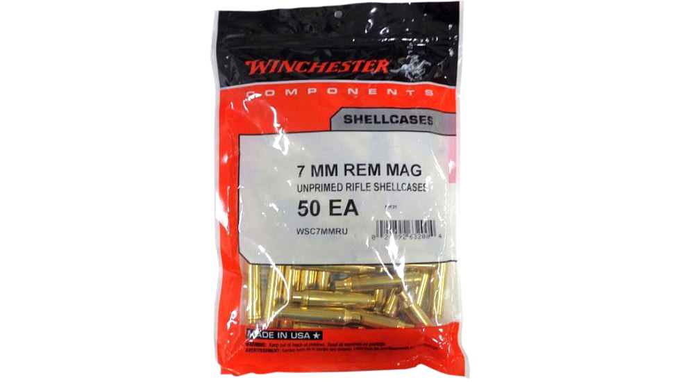 Winchester Rifle Brass, 7mm Remington Magnum, Unprimed, 50/Pack, WSC7MMRU