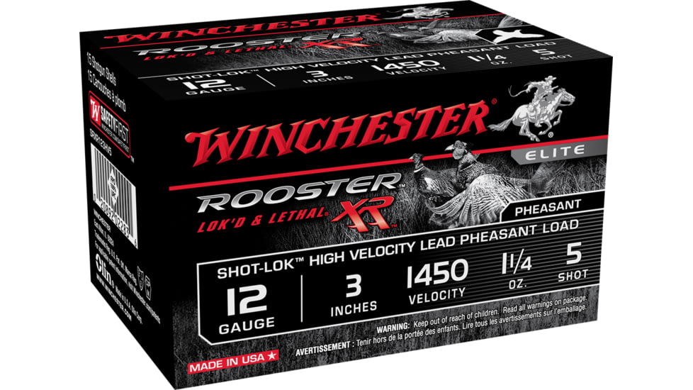 Winchester ROOSTER XR 12 Gauge 1 1/4 oz 3in Centerfire Shotgun Ammo, 15 Rounds, SRXR123HV5