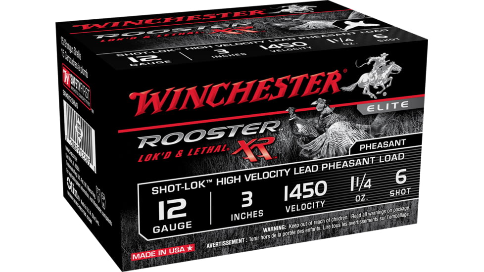 Winchester Rooster XR 12 Gauge 1 1/4 oz 3in Centerfire Shotgun Ammo, 15 Rounds, SRXR123HV6