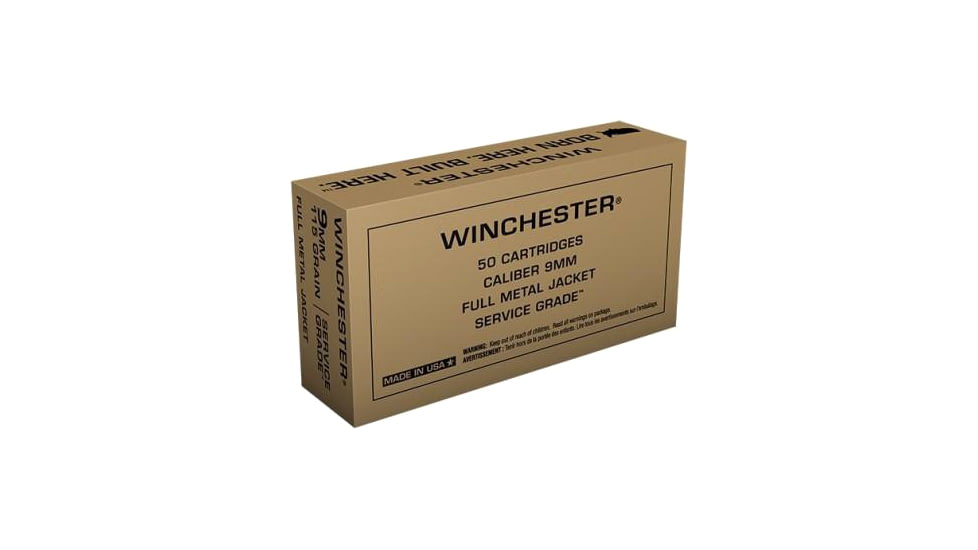Winchester Service Grade Handgun Ammo 9mm Luger 115 gr FMJ 500/ct, SG9WC