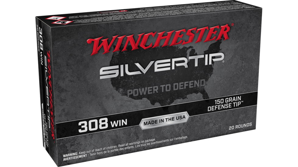 Winchester Silvertip Centerfire .308 Win. 150 Grain Defense Tip NPJ Rifle Ammo, 20 Round, W308ST