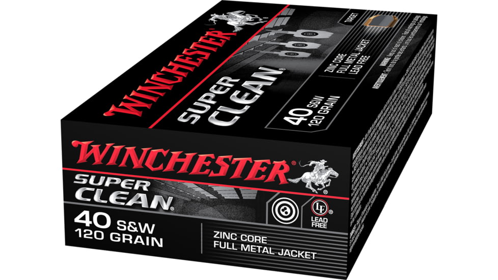 Winchester Super Clean .40 S&amp;W 120 grain Full Metal Jacket Centerfire Pistol Ammo, 50 Rounds, W40SWLF
