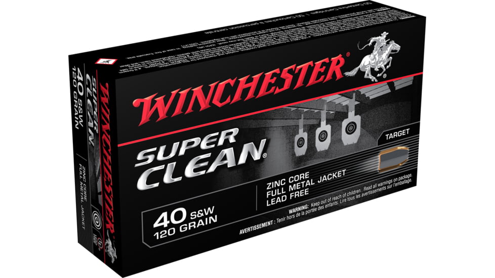 Winchester Super Clean .40 S&amp;W 120 grain Full Metal Jacket Centerfire Pistol Ammo, 50 Rounds, W40SWLF