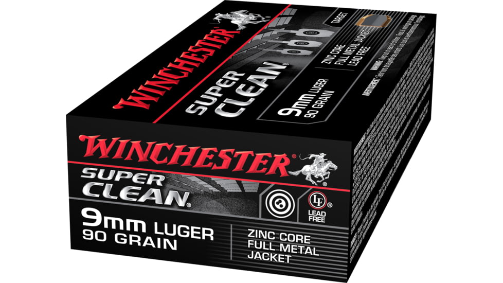 Winchester Super Clean 9 mm Luger 90 grain Full Metal Jacket Centerfire Pistol Ammo, 50 Rounds, W9MMLF
