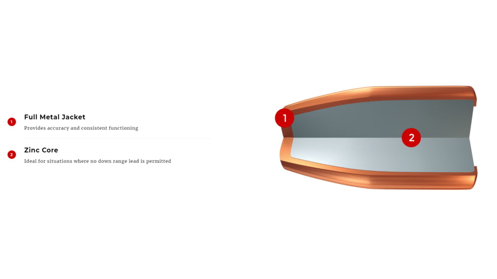 Winchester Super Clean Handgun Ammo, 9 mm Luger, Full Metal Jacket, 90 grain, 50 Rounds, W9MMLF