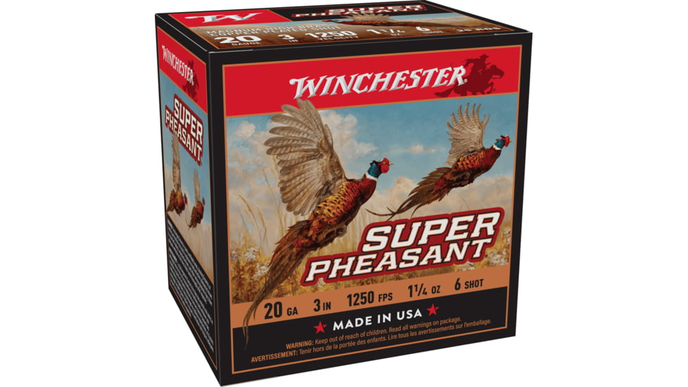 Winchester Super Pheasant 20 Gauge 1 1/4 oz 3in Centerfire Shotgun Ammo, 25 Rounds, X203PH6