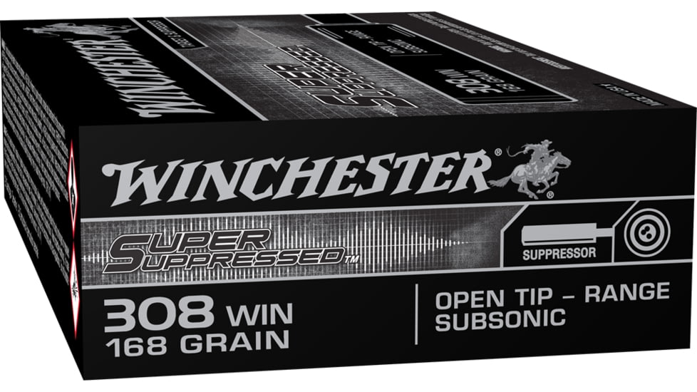Winchester Super Suppressed .308 Winchester 168 grain Subsonic Open Tip Range Centerfire Rifle Ammo, 20 Rounds, SUP308