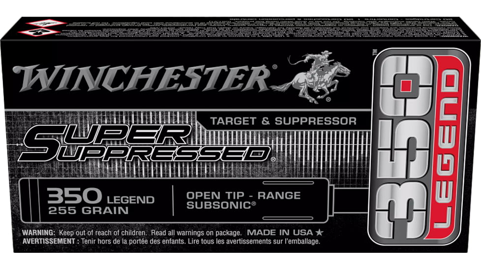 Winchester Super Suppressed .350 Legend 255 grain Subsonic Open Tip Range Centerfire Rifle Ammo, 20 Rounds, SUP350