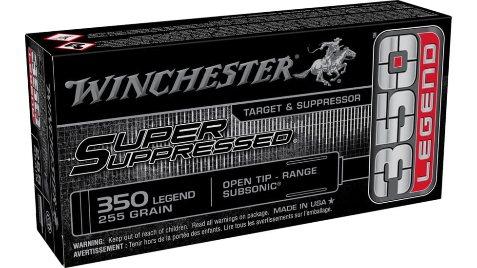 Winchester Super Suppressed .350 Legend 255 grain Subsonic Open Tip Range Centerfire Rifle Ammo, 20 Rounds, SUP350