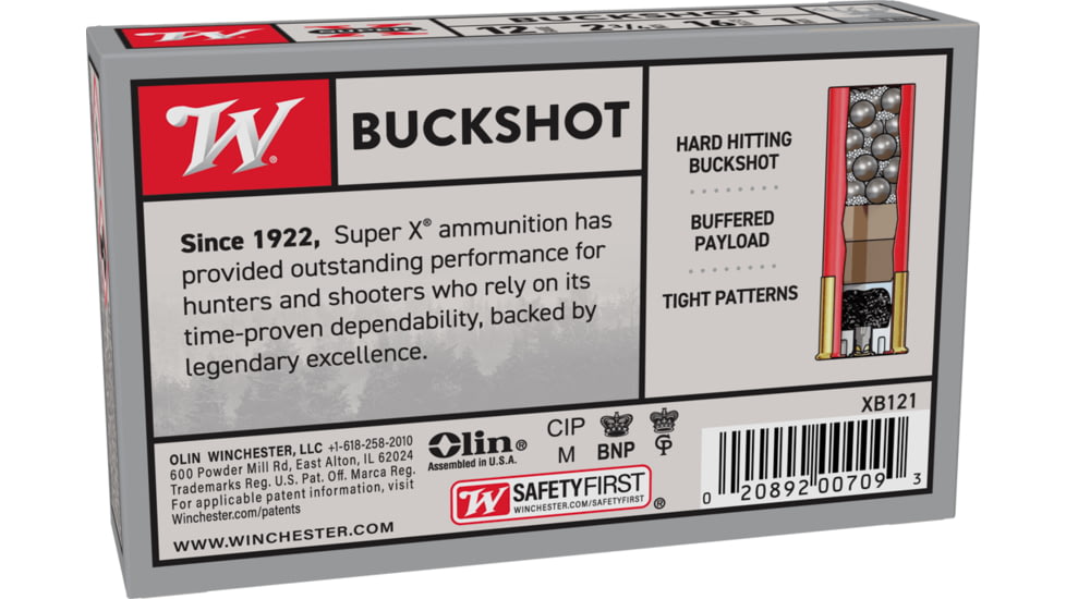 Winchester Super-X 12ga. 2.75in 1250fps. 1bk 16-pellets Shotgun Ammo, 25 Rounds, XB121VP25