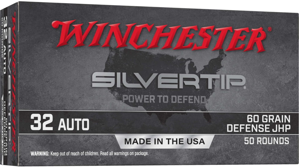 Winchester Super-X .32 Auto 60 Grain Jacketed Hollow Point Centerfire Pistol Ammo, 50 Rounds, W32AST
