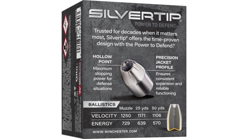 Winchester Super-X .44 Remington Magnum 210 Grain Silvertip Jacketed Hollow Point Centerfire Pistol Ammo, 20 Rounds, W44MST