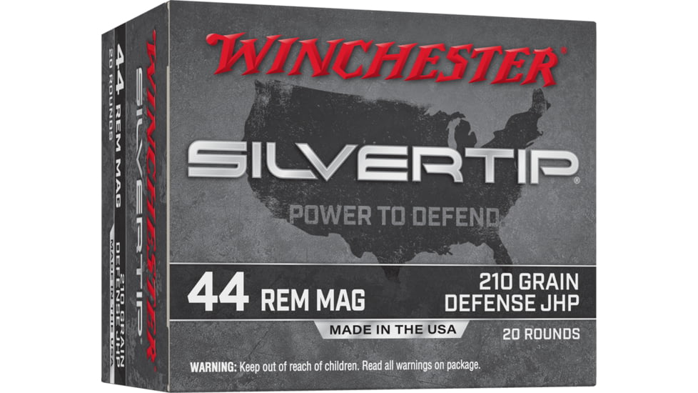 Winchester Super-X .44 Remington Magnum 210 Grain Silvertip Jacketed Hollow Point Pistol Ammo, 20 Rounds, W44MST