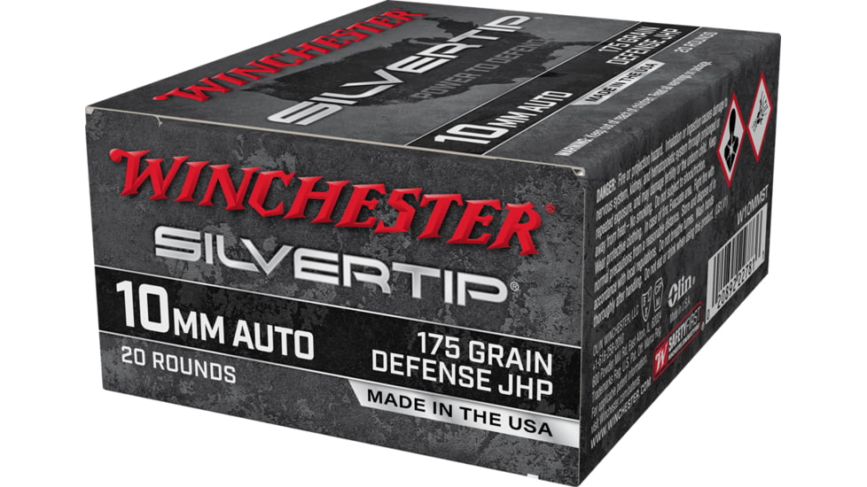 Winchester Super-X HANDGUN 10mm Auto 175 grain Silvertip Jacketed Hollow Point Centerfire Pistol Ammo, 20 Rounds, W10MMST