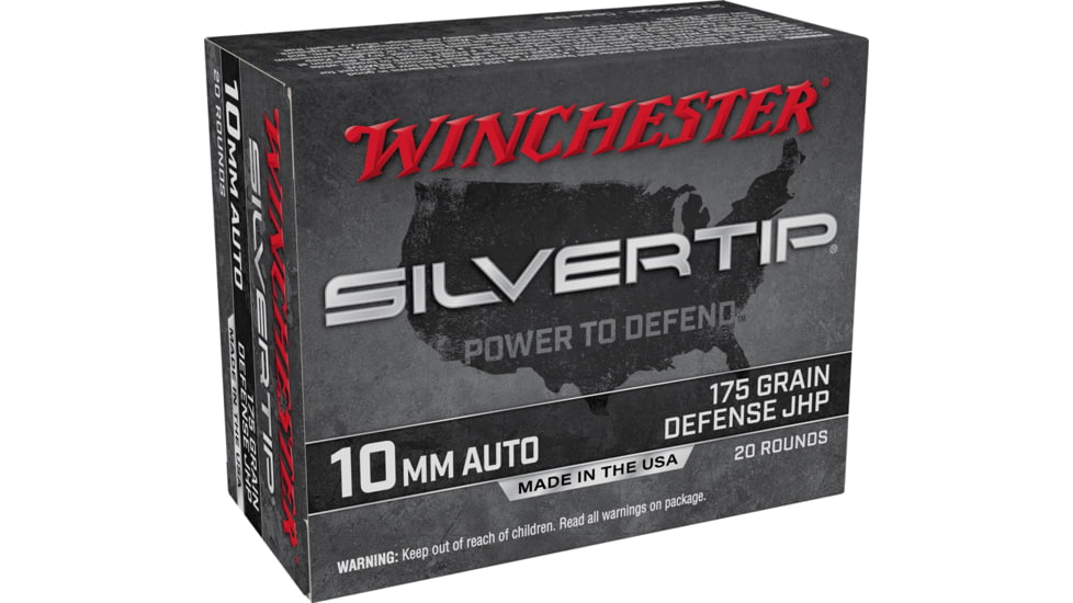Winchester Super-X HANDGUN 10mm Auto 175 grain Silvertip Jacketed Hollow Point Centerfire Pistol Ammo, 20 Rounds, W10MMST