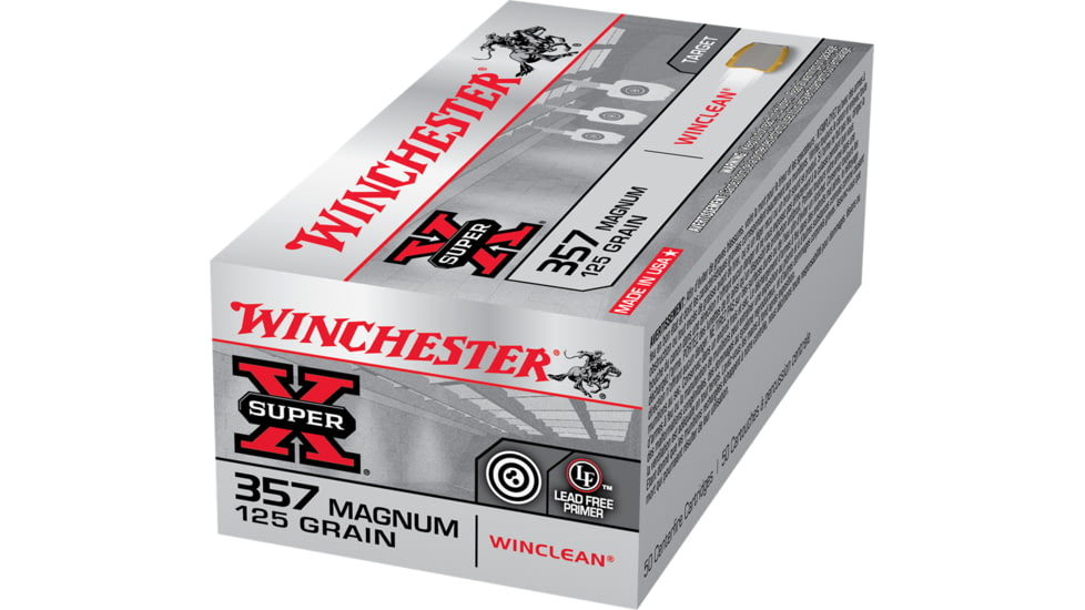 Winchester Super-X HANDGUN .357 Magnum 125 grain WinClean Enclosed Base Brass Cased Centerfire Pistol Ammo, 50 Rounds, WC3571