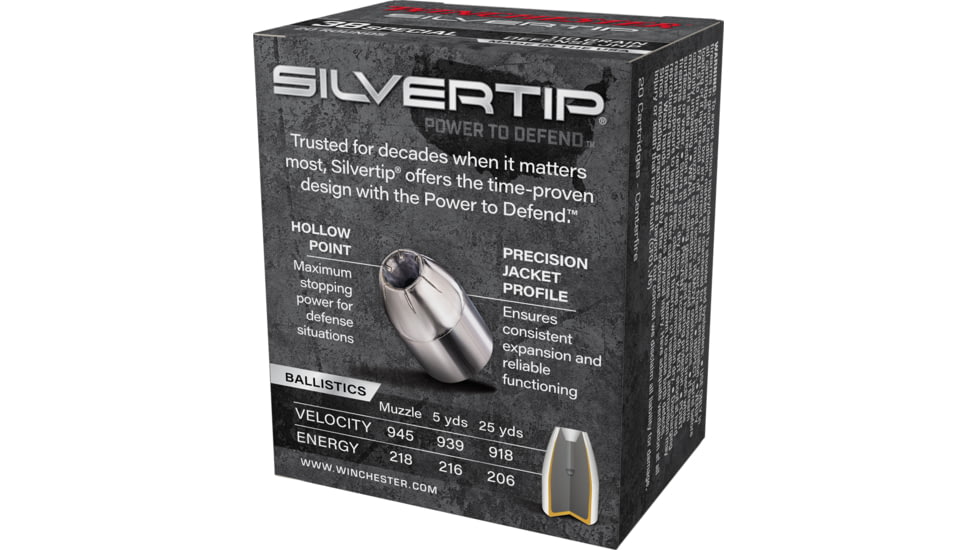 Winchester Super-X HANDGUN .38 Special 110 grain Silvertip Jacketed Hollow Point Centerfire Pistol Ammo, 20 Rounds, W38ST