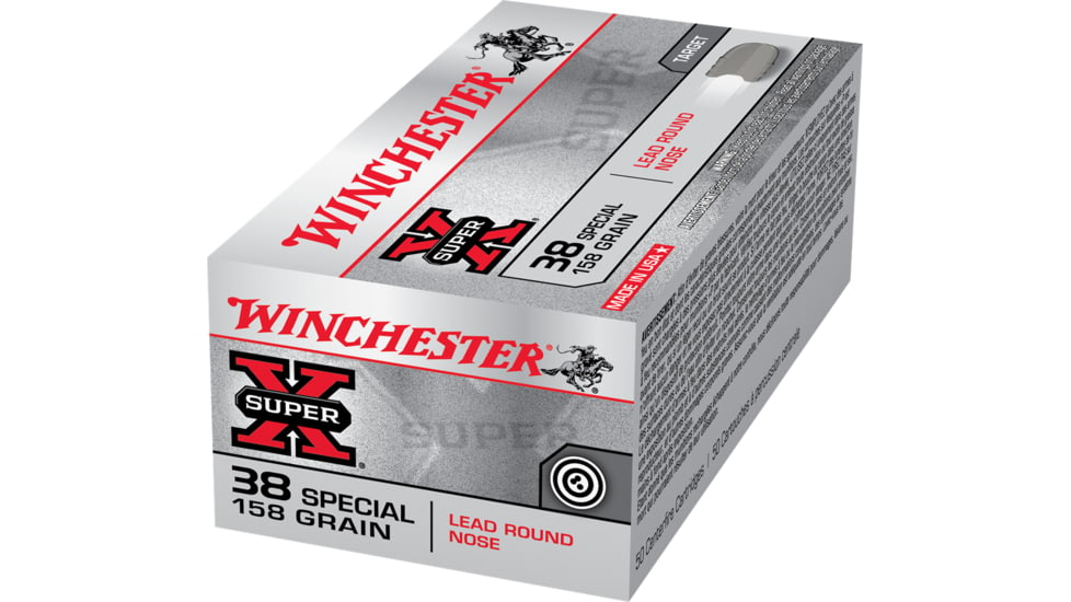 Winchester Super-X HANDGUN .38 Special 158 grain Lead Round Nose Centerfire Pistol Ammo, 50 Rounds, X38S1P