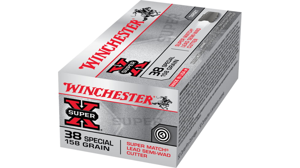 Winchester Super-X HANDGUN .38 Special 158 grain Lead Semi-Wadcutter Centerfire Pistol Ammo, 50 Rounds, X38WCPSV