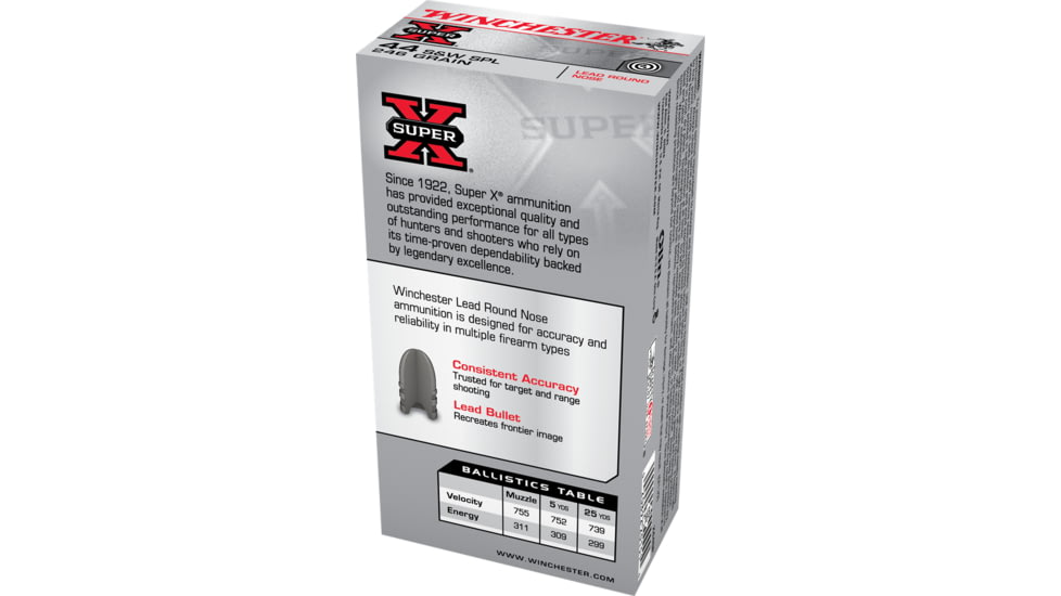 Winchester Super-X HANDGUN .44 Special 246 grain Lead Round Nose Centerfire Pistol Ammo, 50 Rounds, X44SP