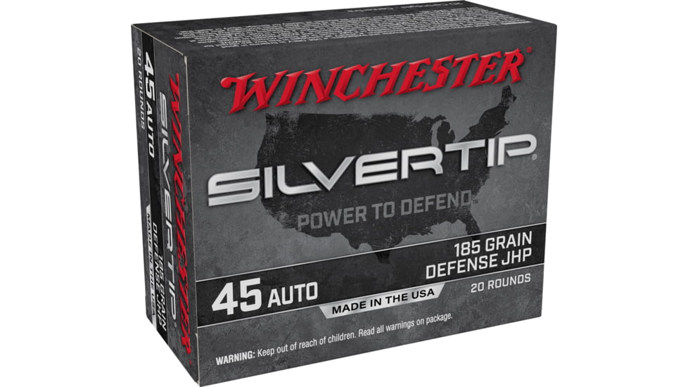 Winchester Super-X HANDGUN .45 ACP 185 grain Silvertip Jacketed Hollow Point Centerfire Pistol Ammo, 20 Rounds, W45AST