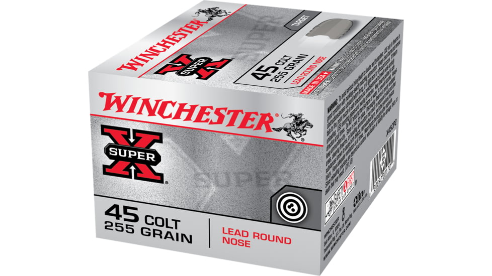 Winchester Super-X HANDGUN .45 Colt 255 grain Lead Round Nose Brass Cased Centerfire Pistol Ammo, 20 Rounds, X45CP2