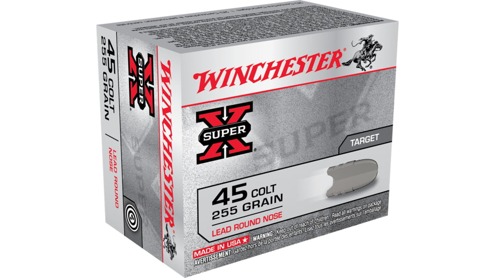Winchester Super-X HANDGUN .45 Colt 255 grain Lead Round Nose Brass Cased Centerfire Pistol Ammo, 20 Rounds, X45CP2
