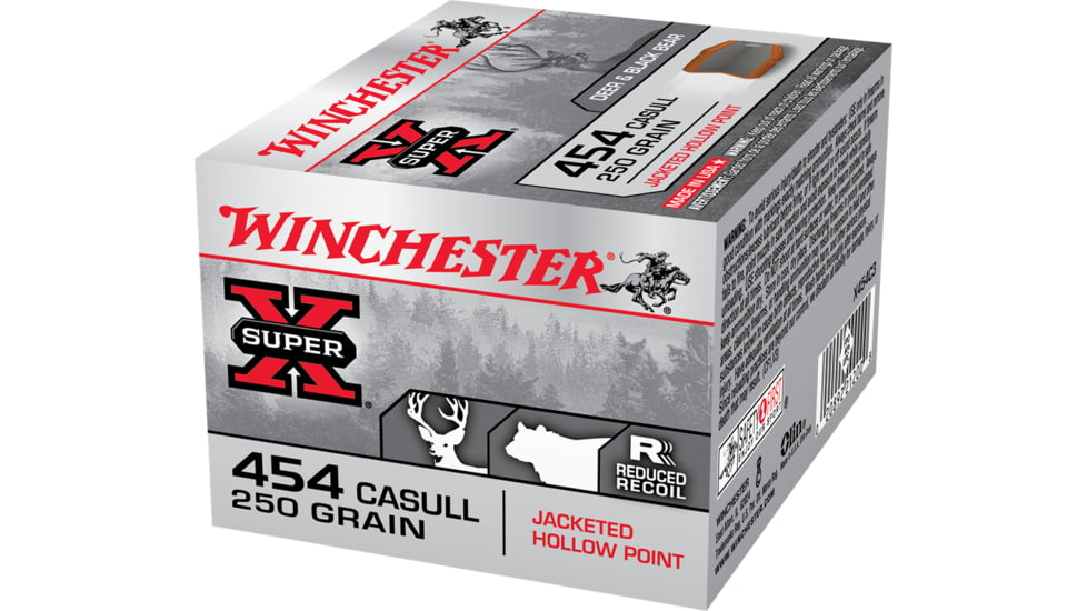 Winchester Super-X HANDGUN .454 Casull 250 grain Jacketed Hollow Point Centerfire Pistol Ammo, 20 Rounds, X454C3