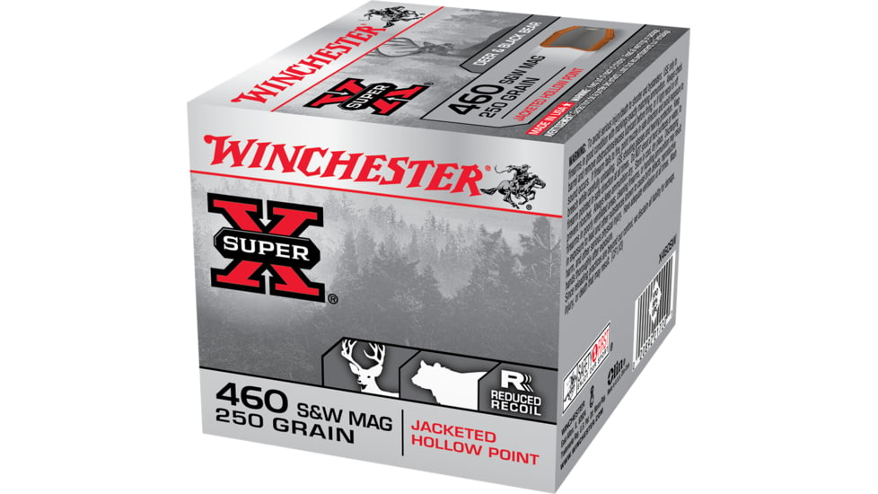 Winchester Super-X HANDGUN .460 S&amp;W 250 grain Jacketed Hollow Point Centerfire Pistol Ammo, 20 Rounds, X460SW