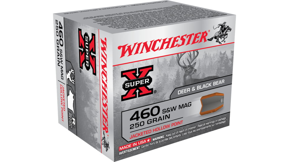 Winchester Super-X HANDGUN .460 S&amp;W 250 grain Jacketed Hollow Point Centerfire Pistol Ammo, 20 Rounds, X460SW
