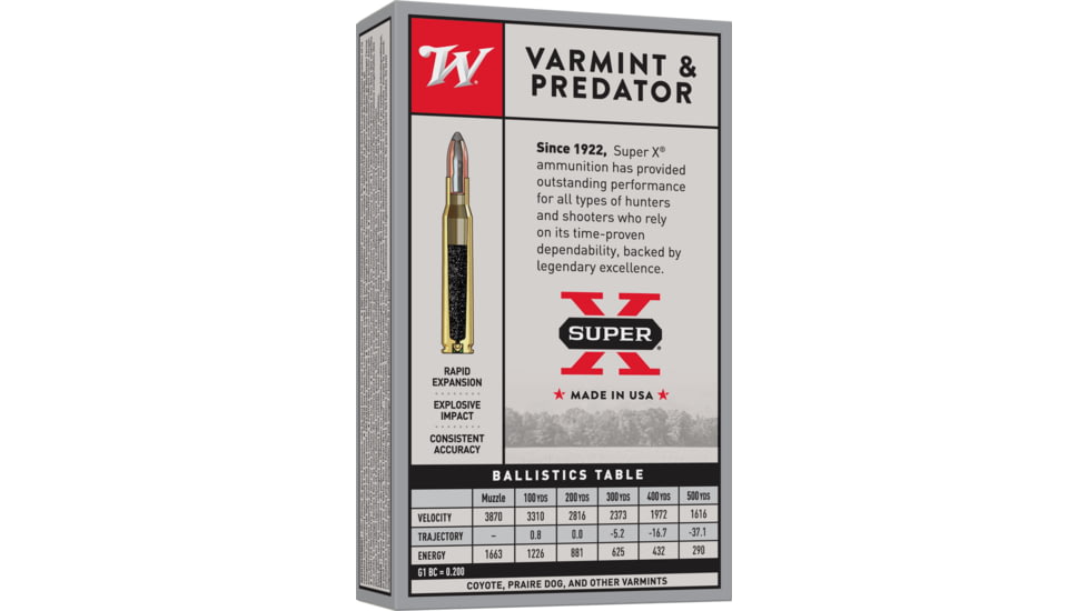 Winchester Super-X RIFLE .220 Swift 50 grain Jacketed Soft Point Centerfire Rifle Ammo, 20 Rounds, X220S