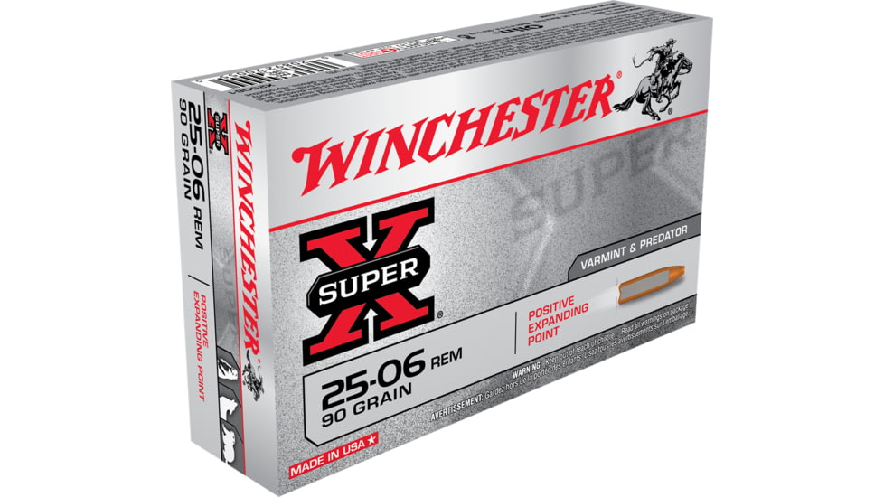 Winchester Super-X RIFLE .25-06 Remington 90 grain Positive Expanding Point Brass Cased Centerfire Rifle Ammo, 20 Rounds, X25061