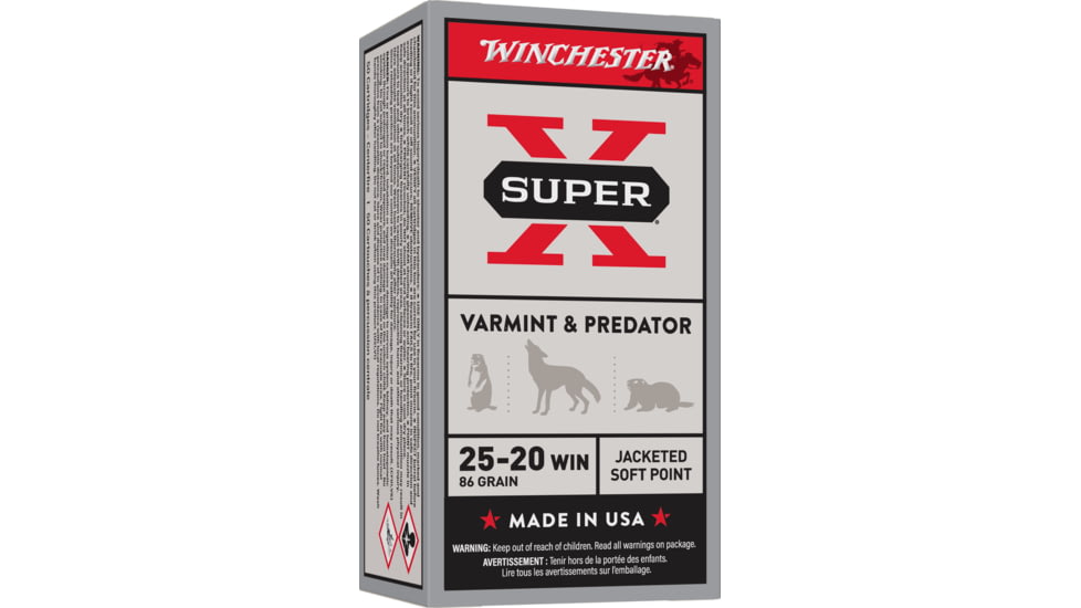 Winchester Super-X RIFLE .25-20 Winchester 86 grain Jacketed Soft Point Centerfire Rifle Ammo, 50 Rounds, X25202