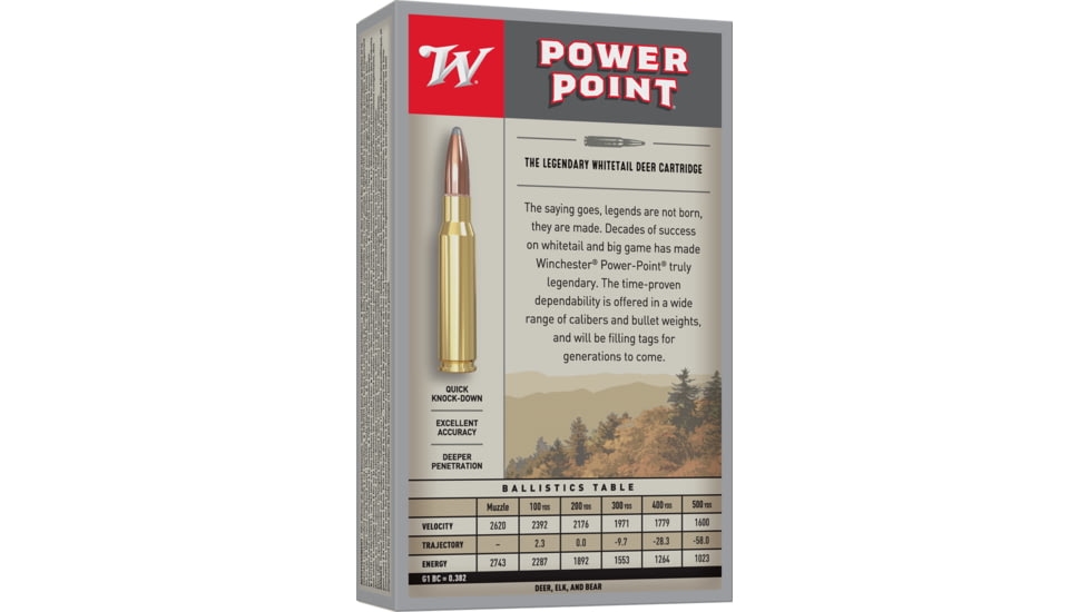 Winchester Super-X RIFLE .308 Winchester 180 grain Power-Point Brass Cased Centerfire Rifle Ammo, 20 Rounds, X3086
