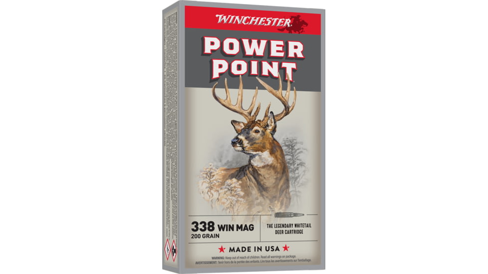 Winchester Super-X RIFLE .338 Win Mag 200 grain Power-Point Centerfire Rifle Ammo, 20 Rounds, X3381
