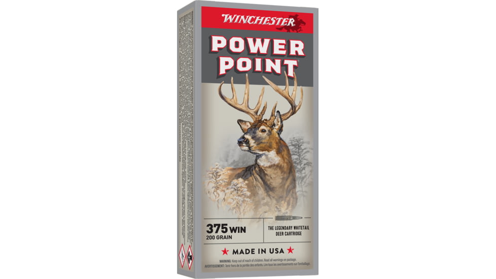 Winchester Super-X RIFLE .375 Winchester 200 grain Power-Point Brass Cased Centerfire Rifle Ammo, 20 Rounds, X375W
