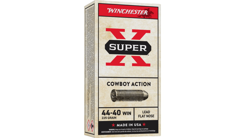 Winchester Super-X RIFLE .44-40 Winchester 225 grain Cowboy Action Lead Flat Nose Centerfire Rifle Ammo, 50 Rounds, USA4440CB