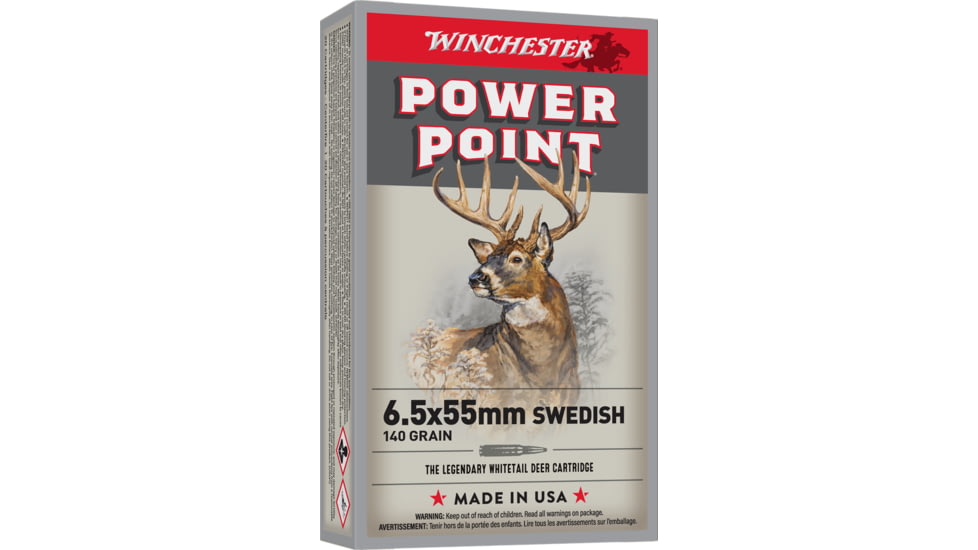 Winchester Super-X RIFLE 6.5x55mm Swedish 140 grain Power-Point Centerfire Rifle Ammo, 20 Rounds, X6555