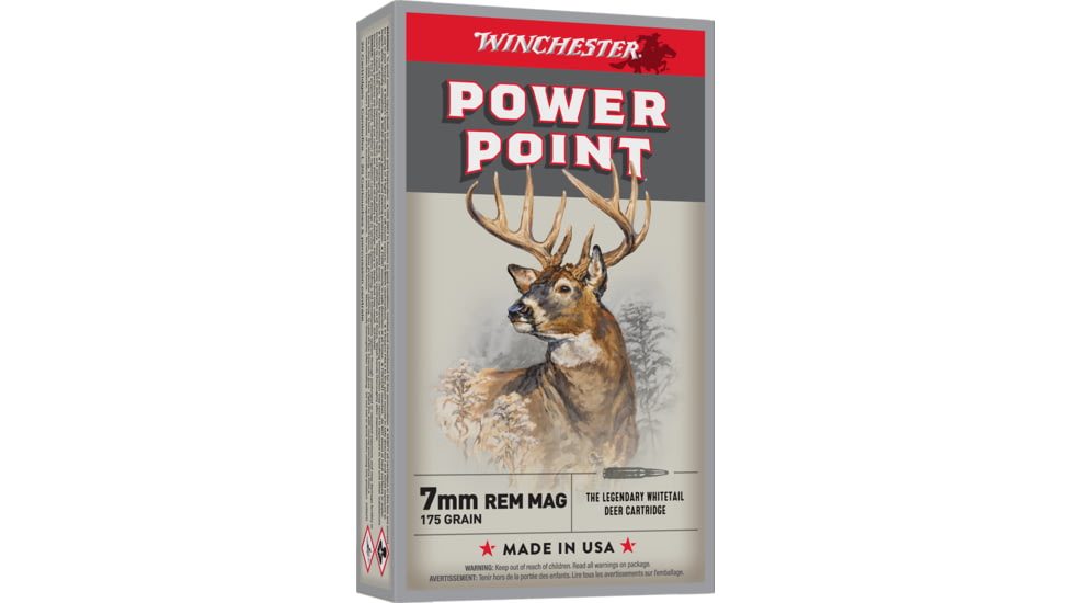 Winchester Super-X RIFLE 7mm Remington Magnum 175 grain Power-Point Centerfire Rifle Ammo, 20 Rounds, X7MMR2