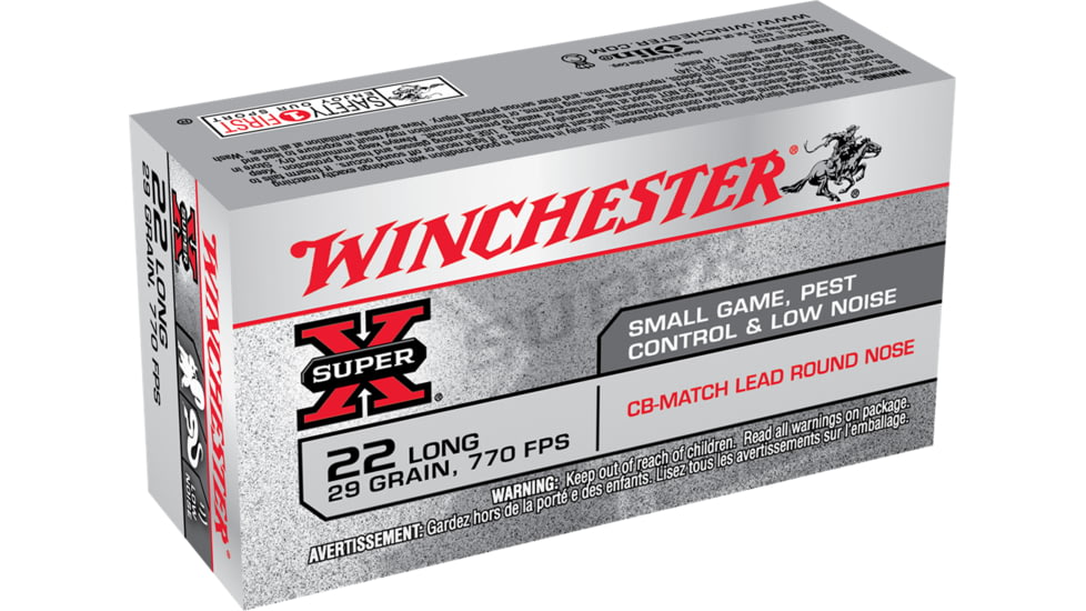 Winchester Super-X RIMFIRE .22 Long Rifle 29 grain CB Match Lead Round Nose Rimfire Ammo, 50 Rounds, X22LRCBMA