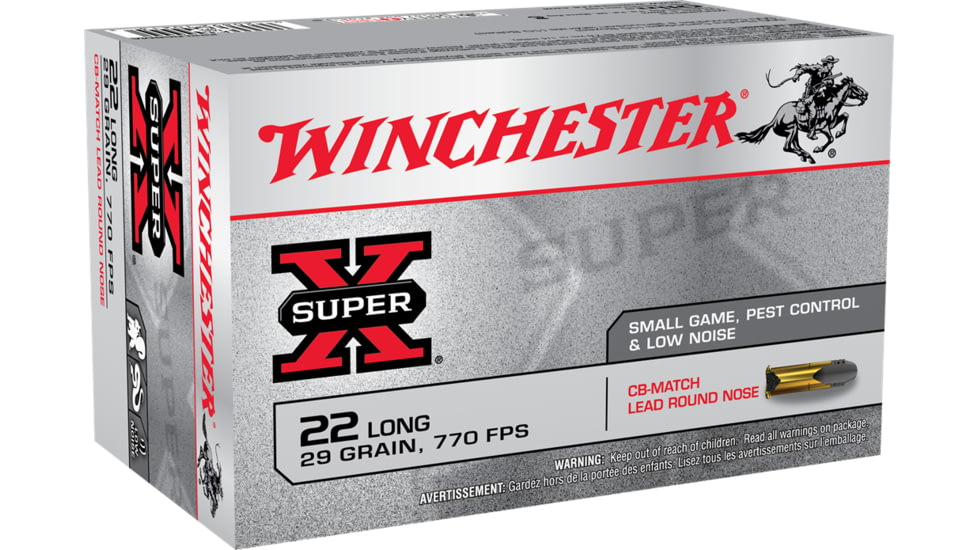 Winchester Super-X RIMFIRE .22 Long Rifle 29 grain CB Match Lead Round Nose Rimfire Ammo, 50 Rounds, X22LRCBMA