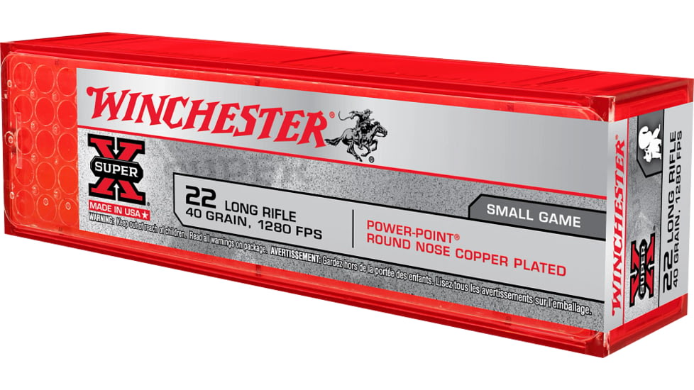 Winchester Super-X RIMFIRE .22 Long Rifle 40 grain Copper Plated Hollow Point Rimfire Ammo, 100 Rounds, X22LRPP1