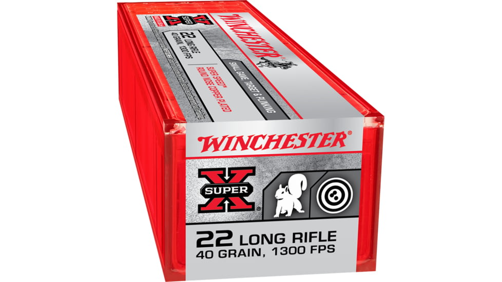 Winchester Super-X RIMFIRE .22 Long Rifle 40 grain Copper Plated Lead Round Nose Rimfire Ammo, 100 Rounds, X22LRSS1