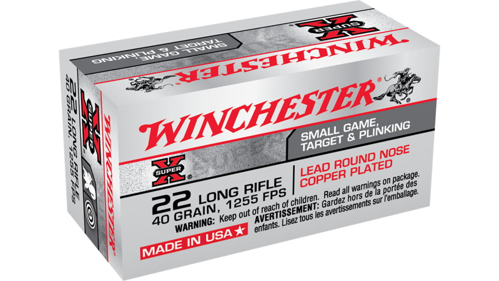 Winchester Super-X RIMFIRE .22 Long Rifle 40 grain Lead Round Nose Rimfire Ammo, 50 Rounds, X22LR
