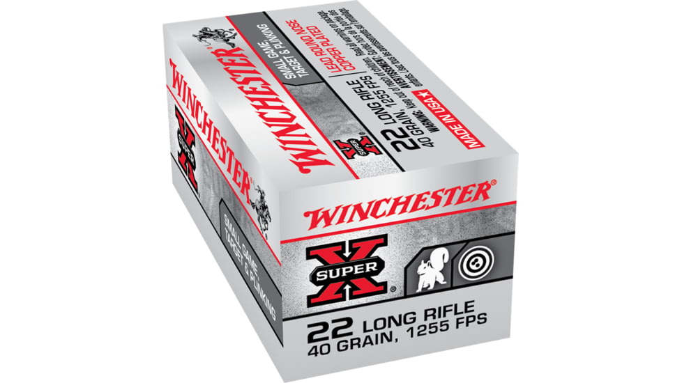 Winchester Super-X RIMFIRE .22 Long Rifle 40 grain Lead Round Nose Rimfire Ammo, 50 Rounds, X22LR